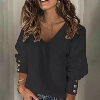 Женская блузка, привлекающая внимание, нежная текстура, полиэстер, зимние женские однотонные свитера, женская одежда для свиданий M хаки