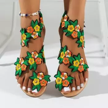 Women Bohemia Slippers Fashion Floral Beach Sandals Women Non Slip Designer Shoes Casual Slip on Slippers Slides Women 36