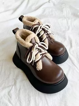 Women Boots 2024 Fashion with Velvet Snow Boots for Winter Shoes Women Casual Lightweight Ankle Botas Mujer Warm Winter Boots 35 темно-коричневого