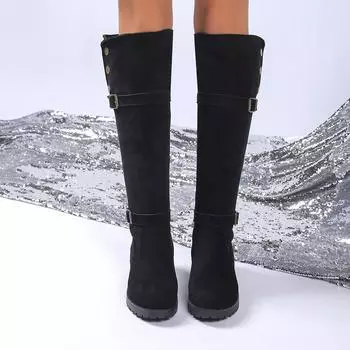 Women Boots 2024 new Mid Heel Modern Mid-calf Boots Women Spring Autumn New Trend Women Shoes Round Toe Solid Comfortable Boots 35 чёрный