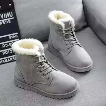 Women Boots 2024 /Winter Student Snow Boot Short Tube Warm Lace-up Flat Heel Anti-cold Anti-slip Korean Style Cotton Ankle Boots 36