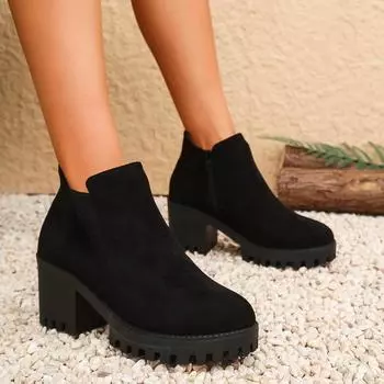 Women Boots Solid Color Lightweight Ankle Boots Non-slip Slip-on Outdoor Designer Shoes for Women Fashion Punk Style Boots Women 35 чёрный