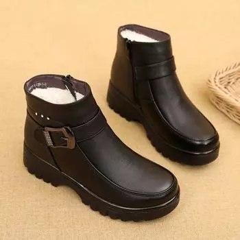 Women Boots Spring and Autumn Winter Shallow Boots Comfortable Round Toe Outdoor Casual Boots Fashion Platform Shoes for Women 36 чёрный