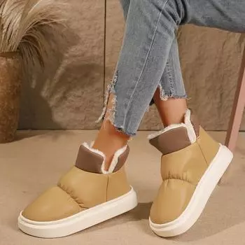 Women Boots Winter Warm Cotton Shoes Thick Sole Down Waterproof Snow Boots Women Non Slip Platform Shoes Women Zapatos De Mujer 36-37 хаки