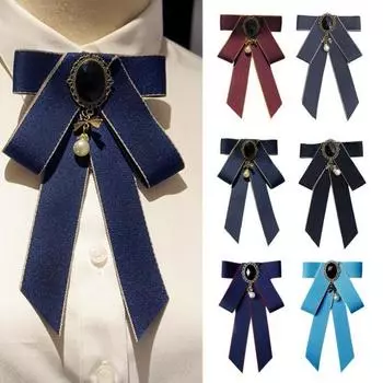 Women Bow Tie Shiny Rhinestone Pre-Tie Collar Tie Adjustable Neck Size Handmade фиолетовый/красный