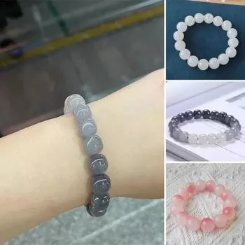 Женский браслет, элегантный градиентный полупрозрачный глянцевый стеклянный круглый бисер, женский браслет, модные украшения белый