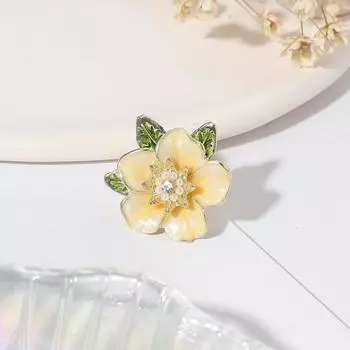 Женская брошь в форме гардении с искусственным жемчугом и стразами, декоративная противоскользящая сумка, воротник для пальто золотистый