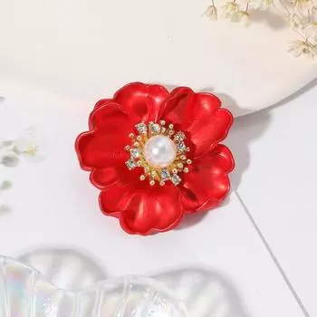 Женская брошь в форме пиона со стразами, декор из искусственного жемчуга, противоскользящая сумка на плечо, костюм, воротник пальто, шляпа, шарф, украшение, булавка для одежды, вечерняя вечеринка красный