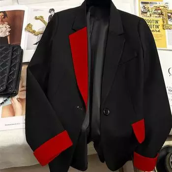 Женский деловой пиджак, весенне-осеннее пальто, корейские модные куртки, женские формальные, элегантные, знаменитые, пэчворк, повседневные пиджаки, костюмы S
