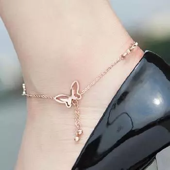 Women Butterfly Chain Anklet Ankle Bracelet Barefoot Sandal Beach Foot Jewelry Fashion Luxury Sexy Accessory Ankle Chain B