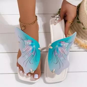 Women Butterfly Colorful Slippers Summer Shoes Women Fashion Comfortable Slippers Designer Shoes Slides Outdoor Beach Slippers 36 чёрный