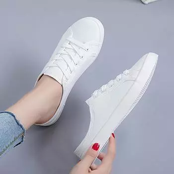 Women Canvas Shoes Casual 2024 Flats Lace up Ladies Sneaker Shallow Female Comfort Footwear Woman Walking Autumn shoe uio8 35 белый