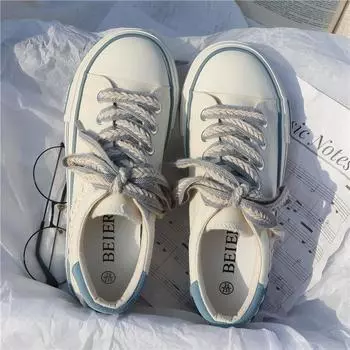 Women Canvas Skate Shoes Platform Vulcanized Shoes Casual Flats Sneakers Female Fashion Comfort Slip-on Sneakers 35 бежевый