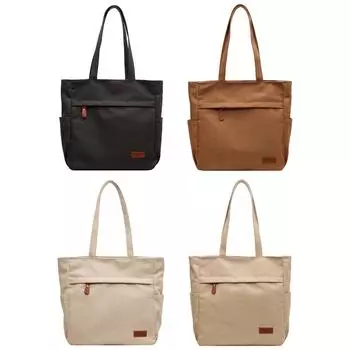 Women Canvas Tote Bag Large Capacity Multi-Pocket Handbag Zipper Work Travel Bag чёрный