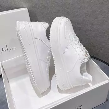 Women Casual Chunky Shoes Comfort Platform Cross-Tied Cow Leather Shoes Thick Bottom Sports Concise Female Flats 2024 35 зелёный