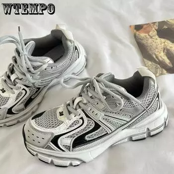 Женская повседневная обувь 2023 года, новый дизайн, женская вулканизированная обувь, милая розовая спортивная обувь для девочек, модные массивные кроссовки для женщин 36 серый