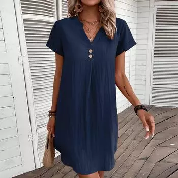 Women Casual Sleeveless Summer Dresses Spring Patchwork Boho Floral Cocktail Party Dress M тёмно-синий