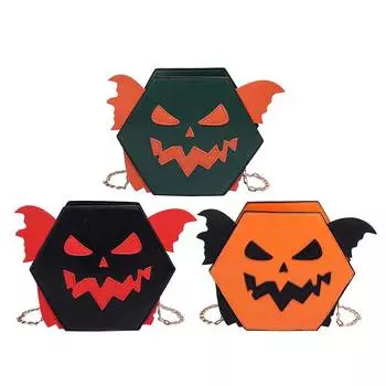 Women Chain Satchel Bag PU Leather Funny Novelty Cute Casual Halloween Candy Bag оранжевый