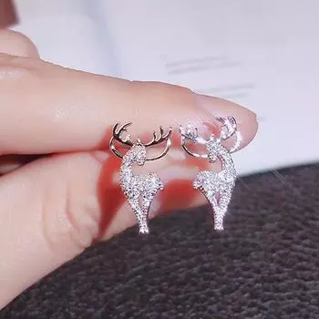 Women Christmas Crystal Elk Stud Earrings Fashion Jewelry Gift Christmas Ornaments A