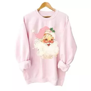 Женская рождественская милая блузка с Санта-Клаусом, рождественские розовые праздничные топы S розовый