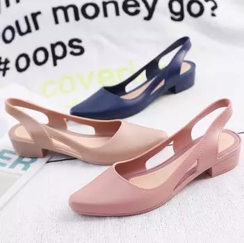 Women Chunky Sandals Jelly Shoes Black Blue Square Heels Pumps Ladies Fashion Summer Luxury Party Shoes Wedges Zapato 36 абрикосовый