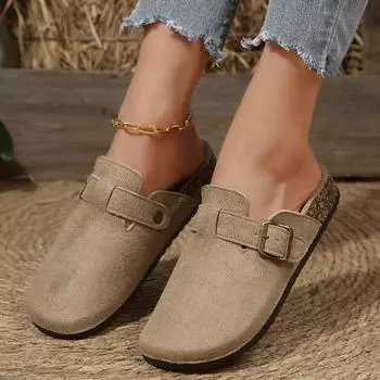 Women Closed Toe Flat Slippers Summer New Cork Platform Shoes for Women Casual Clogs Slippers Outdoor Flats Sandals Slides Women 36