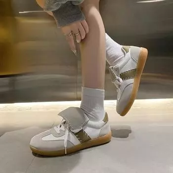 Женские повседневные кроссовки Colorblock Lace-up, весна-осень, с круглым носком, спортивная повседневная обувь в корейском стиле 35