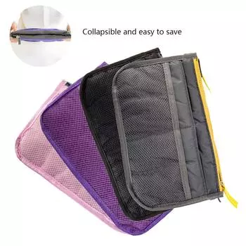 Women Cosmetic Storage Bag Large Capacity Portable Insert Organizer Nylon Multifunctional Makeup Toiletries Classification Bag 29x17x9cm чёрный