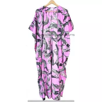 Женское хлопковое летнее розовое ночное белье с принтом египетских кошек, длинное платье-кафтан CKFTN-SCRN-FULL-BUYIT-113