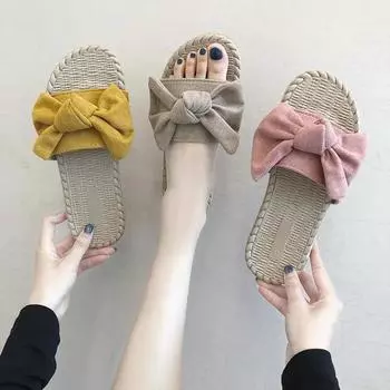 Women Cute Beach Shoes Handmade Slippers Ladies 2024 Summer Fashion Sand Slip on Slippers Female Open Toe Sandals Zapatos Mujer 35 розовый