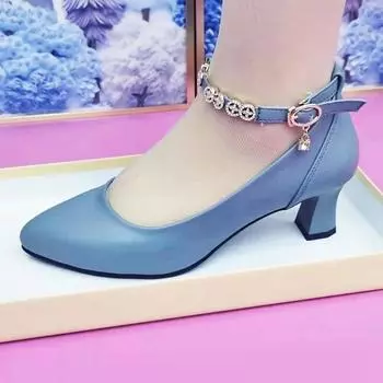 Women Cute Pointed Toe High Quality Blue Spring & Summer Office High Heel Shoes Lady Casual Sweet Comfort Party Pumps G17b 35