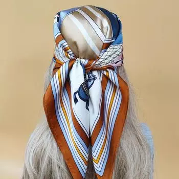 Women Design Silk Hijab The Four Seasons New Scarves Popular Style Sunscreen Headscarf Luxury 70X70CM Beach Square Kerchief 70X70CM