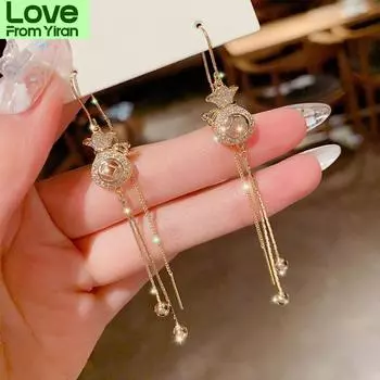 Женские серьги Пустой мешок денег Ухо Линия Длинные кисточки Ухо Капли