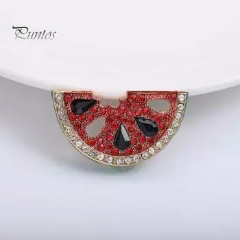 Женская элегантная брошь в форме арбуза, блестящие стразы, инкрустированная булавкой, костюм, шаль с лацканами, значок, аксессуары для пальто красный