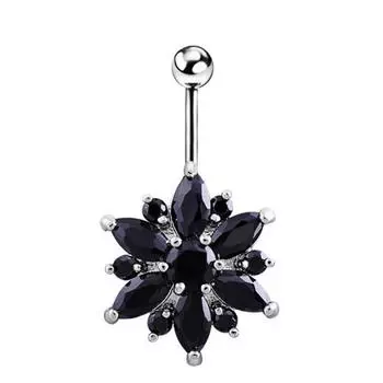 Women Elegent Sexy Flower Belly Button Navel Ring Body Piercing ADM чёрный