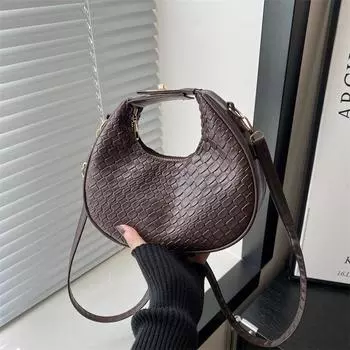 Women Exquisite Handbag Fashion Crescent Bag Crossbody Bag Ladies Purse коричневый