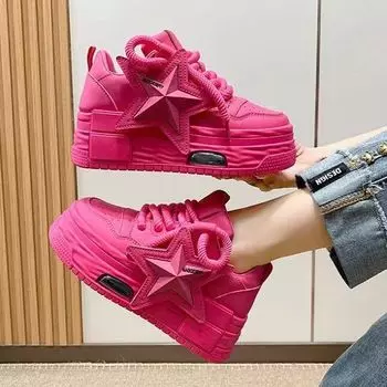 Women Fashion Casual Shoes Spring Korean Version Thick Soled Sneakers 41 белый