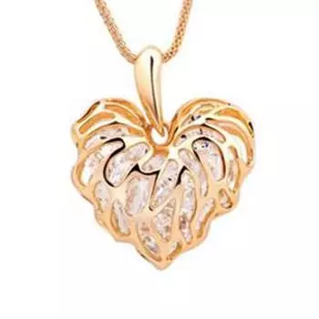 Women Fashion Hollow Heart Bib Statement Long Sweater Chain Necklace Jewelry ARI золотой