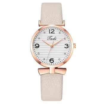 Women Fashion Leather Watch One Size бежевый