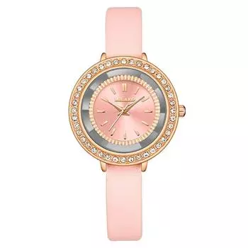 Women Fashion Leather Watch One Size розовый