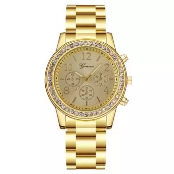 Women Fashion Leather Watch One Size золотой