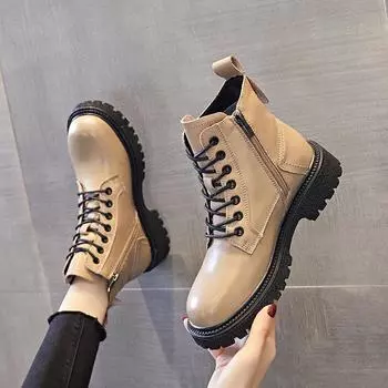 Женские модные полусапоги Весна и осень Одинарные сапоги Британский стиль Короткие сапоги 2024 Новые дизайнерские женские сапоги Женская обувь 35 абрикосовый