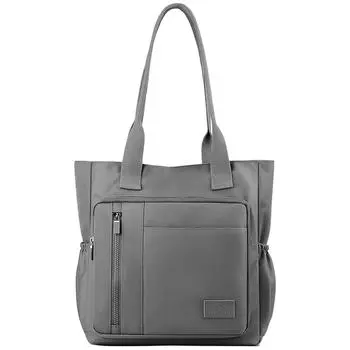 Women Fashion Nylon Handbag Multi-pockets Waterproof Tote Handbag (Black)