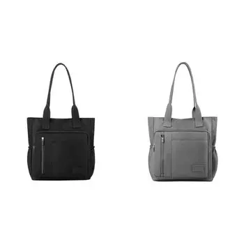 Women Fashion Nylon Handbag Multi-pockets Waterproof Tote Handbag (Black)