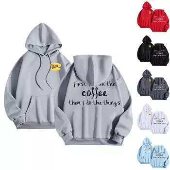 Women Fashion O Neck Long Sleeve Printed Top Hoodie Sweatshirt M белый