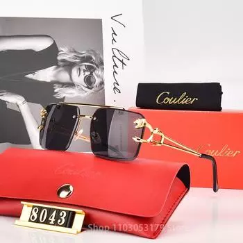 Женские модные поляризованные солнцезащитные очки Leopard Head унисекс солнцезащитные очки ретро люксовый бренд металлические мужские солнцезащитные очки Original packaging