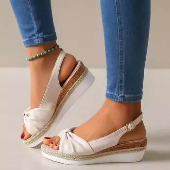 Women Fashion Sandals Open Toe Casual Wedge Platform Sandals Soft Sole Light Work Shoes Large Size Flat Comfortable Beach Shoes 36