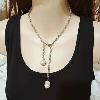 Women Fashion Simple Personalized Necklace Baroque Pearl Pendent Necklace New Design Jewelry Gift золотой
