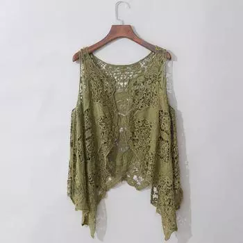 Women Fashion Summer Open Cardigan Crochet Vest Blouse Top Free size