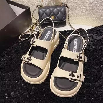 Women Female Slippers Platform Sandals Fashion Design Casual Slippers Female Summer Outdoor Beach Light Leisure Soft Sandals 35 бежевый